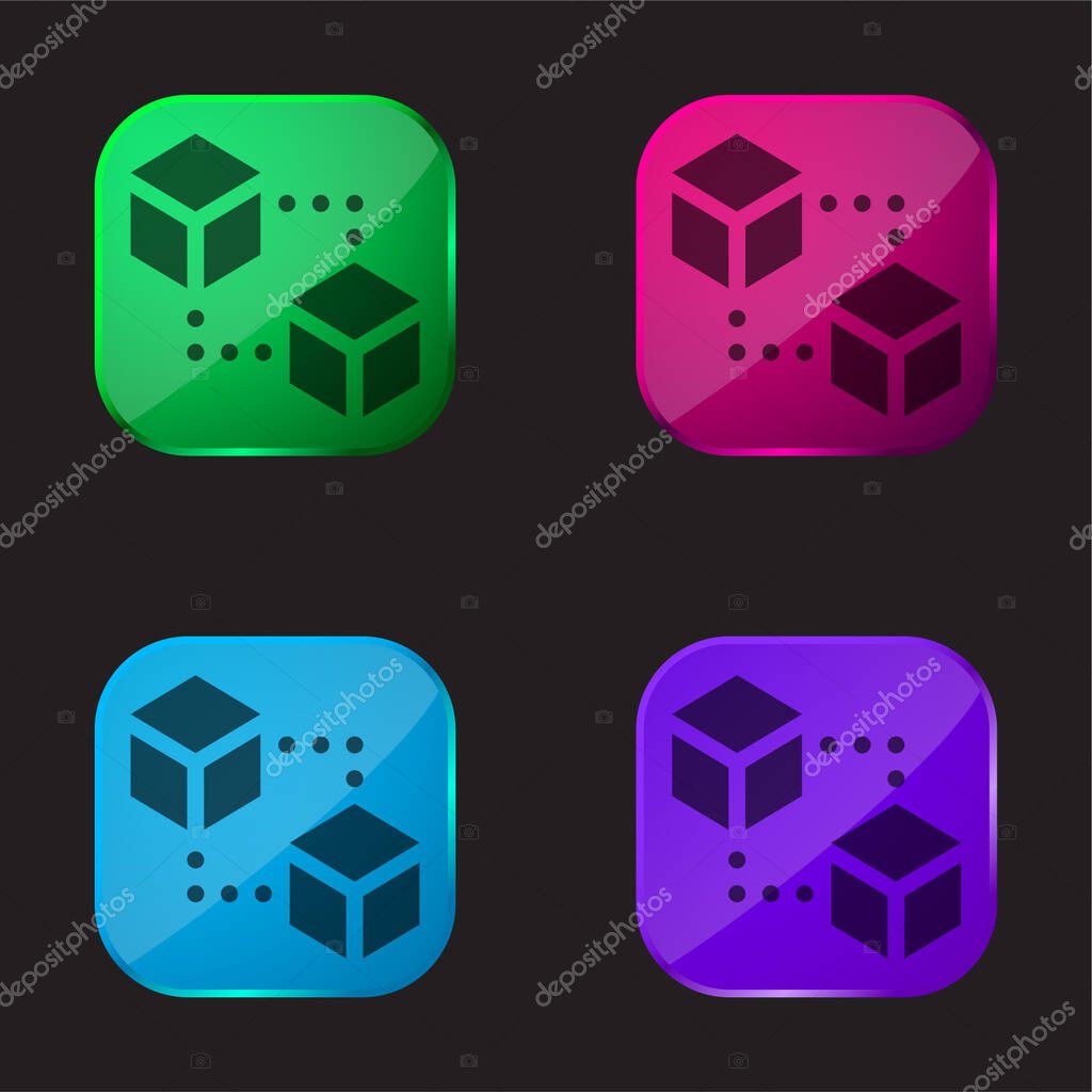 Blocks four color glass button icon