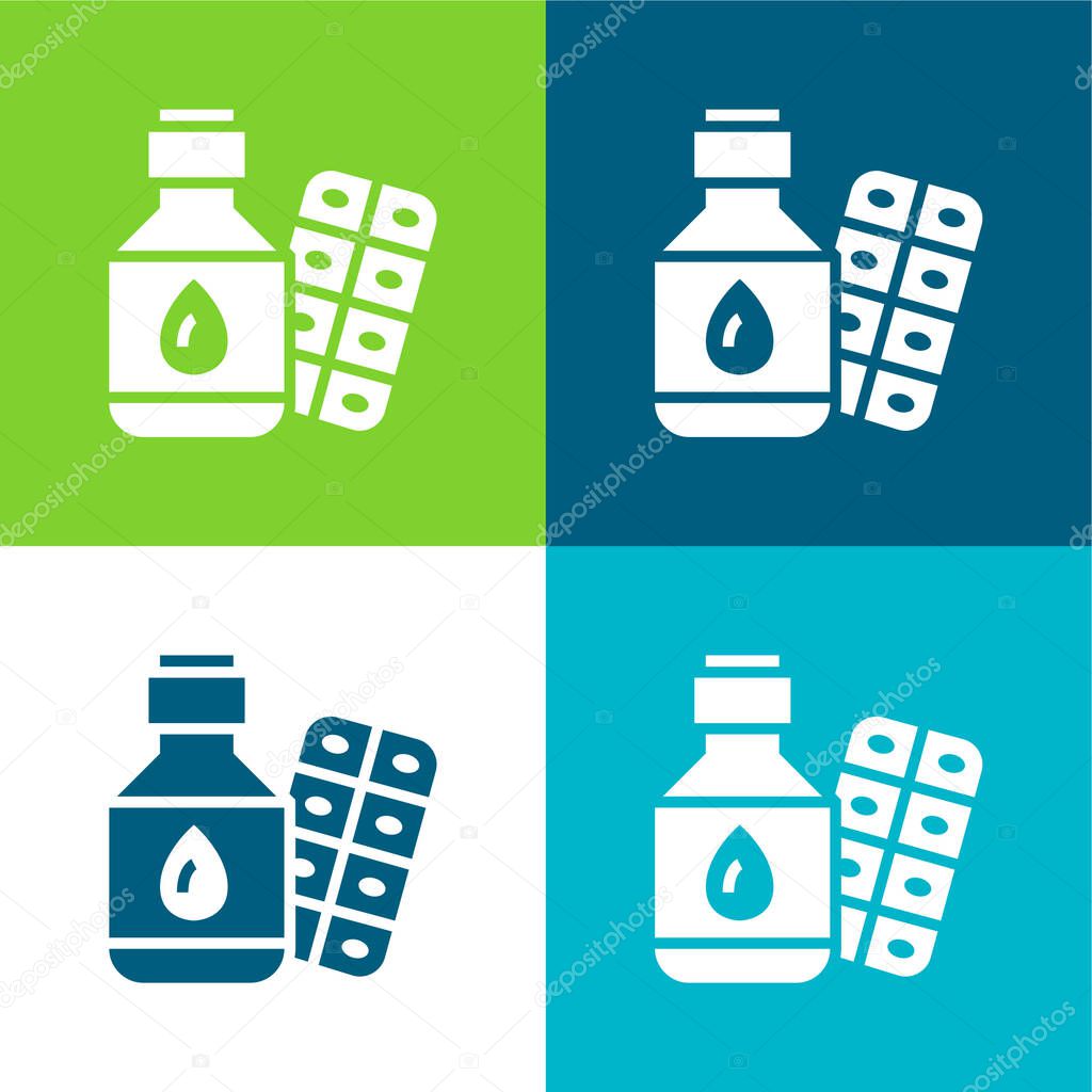 Anticonvulsants Flat four color minimal icon set
