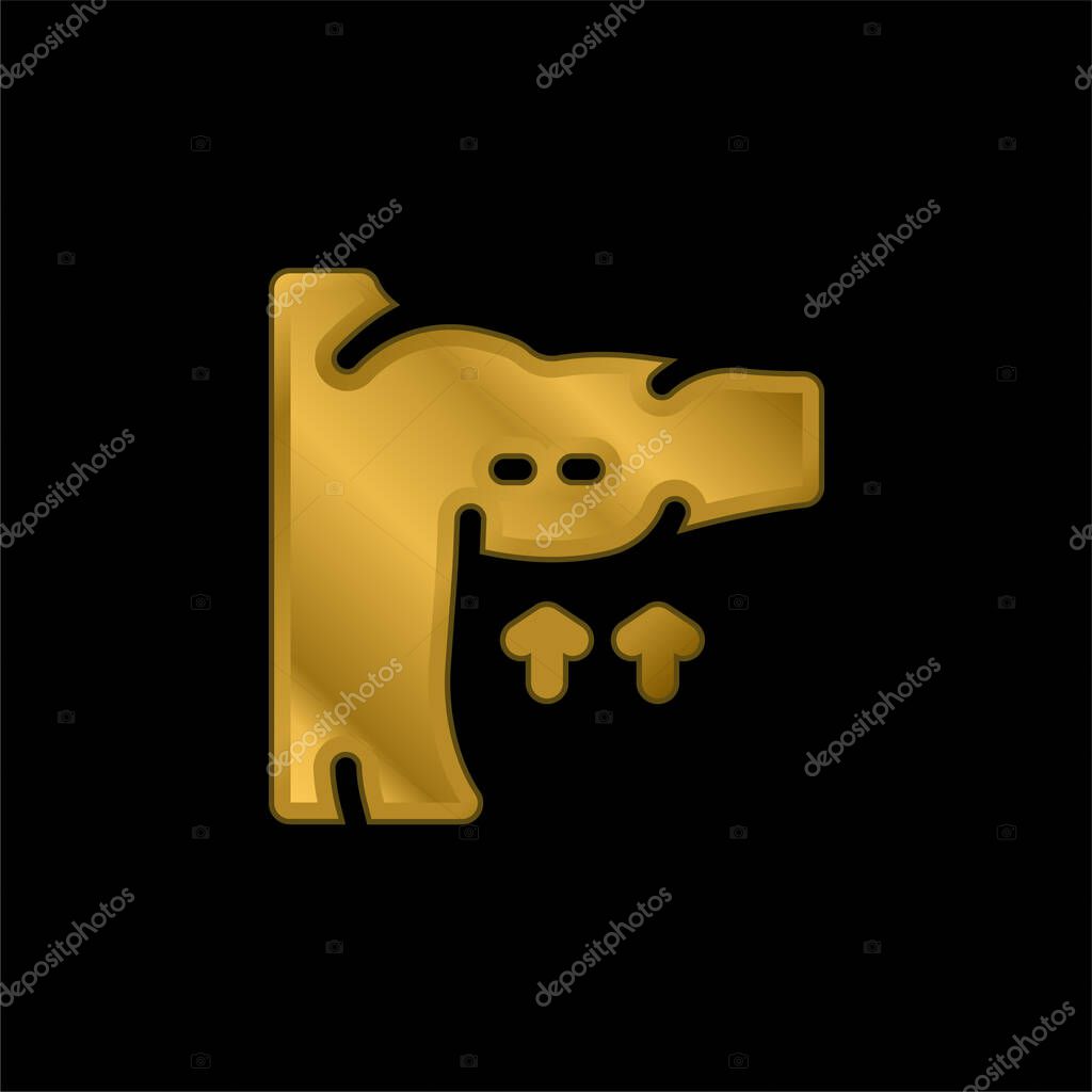 Arm gold plated metalic icon or logo vector
