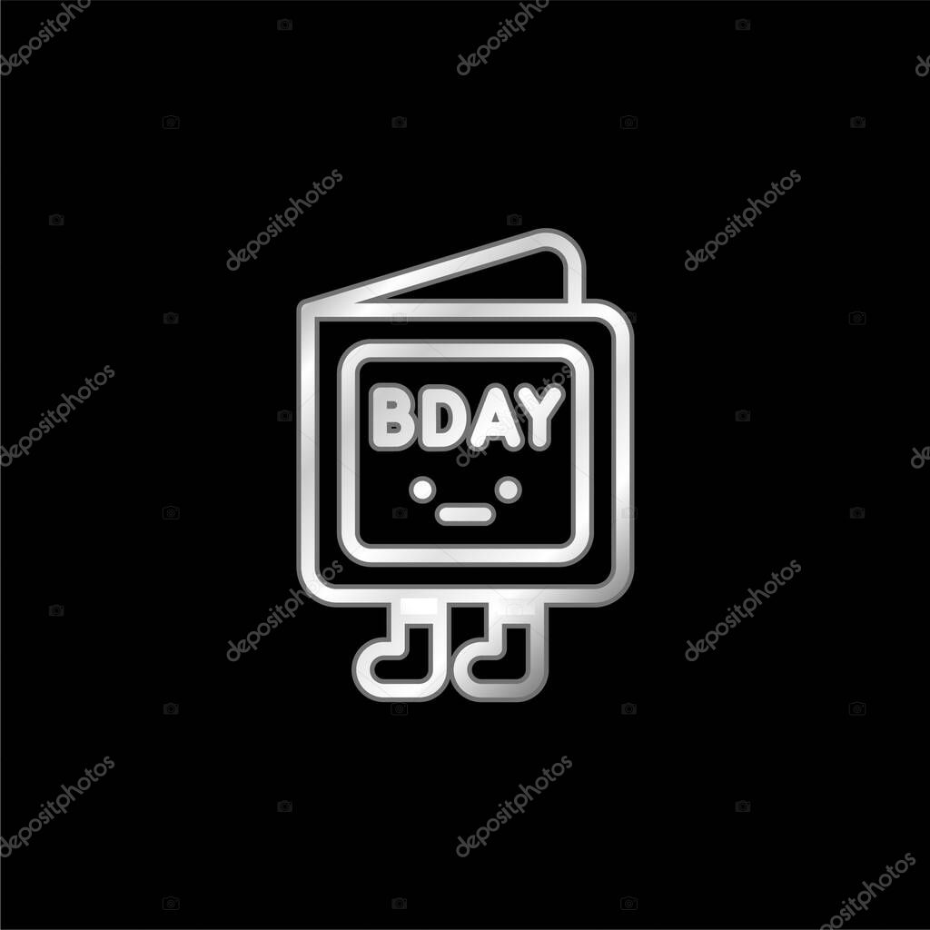 Birthday Invitation silver plated metallic icon