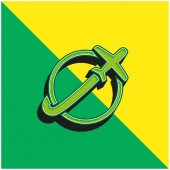 Letadlo Cestování po Zemi Zelená a žlutá moderní 3D vektorové ikony logo