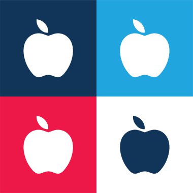 Apple Siyah Meyve Şekli Mavi ve Kırmızı Minimum Renk Simgesi