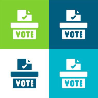 Ballot Box Flat four color minimal icon set clipart