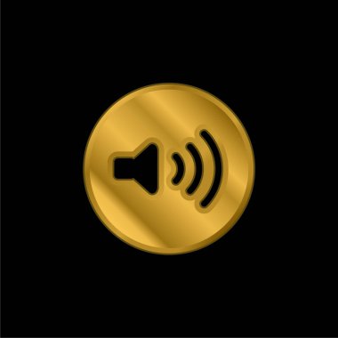 Ses Denetim Düğmesi altın kaplama metalik simge veya logo vektörü