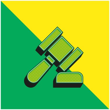 Açık Artırma Yeşil ve Sarı 3D modern vektör simgesi logosu