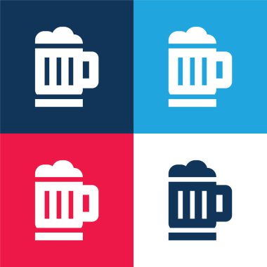 Bira mavi ve kırmızı dört renk minimal simge kümesi