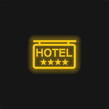 4 Stars Otel Sinyal sarı parlak neon simgesi