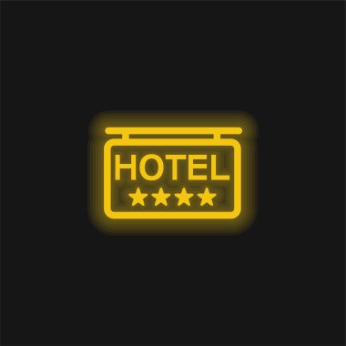 4 Stars Otel Sinyal sarı parlak neon simgesi