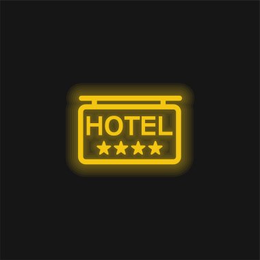 4 Stars Hotel Signal yellow glowing neon icon clipart