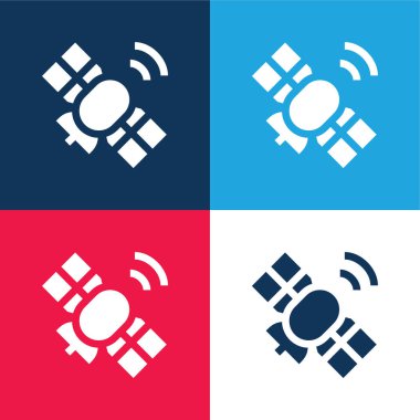 Antenna blue and red four color minimal icon set clipart