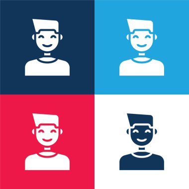 Oğlan mavi ve kırmızı dört renk minimal simge kümesi