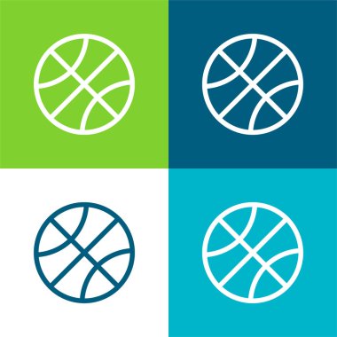 Basketbol Maçı Düz 4 renk en az simge kümesi