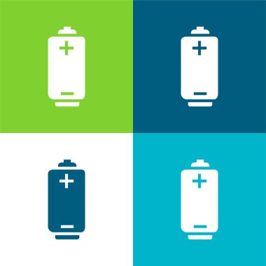 Pozitif ve Negatif Polonyalılarla Pil Aracı Düz 4 renk minimal simgesi