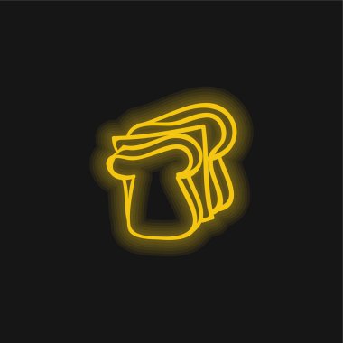 Ekmek El Çizimi Sarı parlak neon ikonu