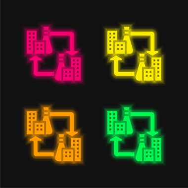 B2b dört renk parlayan neon vektör simgesi