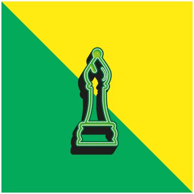 Bishop Chess Piece Outline Green and yellow modern 3d vector icon logo clipart