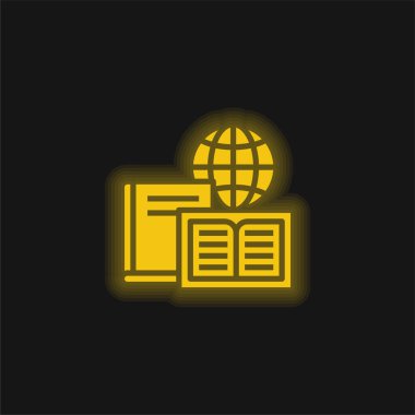 Books yellow glowing neon icon clipart