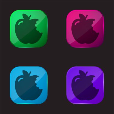 Apple four color glass button icon clipart