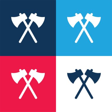Axes blue and red four color minimal icon set clipart