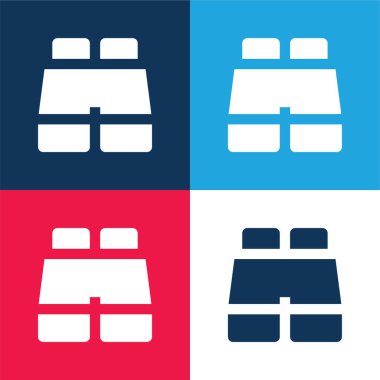 Dürbün mavi ve kırmızı dört renk minimal simge kümesi