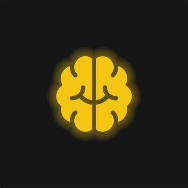 Beyin sarısı parlak neon simgesi
