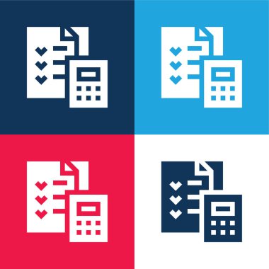 Muhasebe mavi ve kırmızı dört renk en düşük simge kümesi