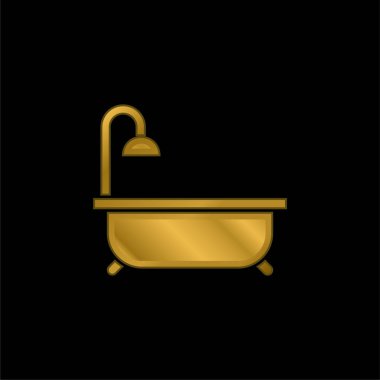 Küvet altın kaplama metalik simge veya logo vektörü