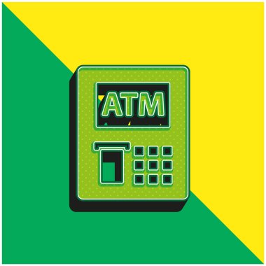 ATM Yeşil ve Sarı Modern 3D vektör simgesi logosu