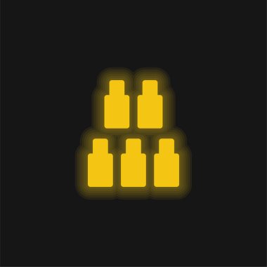 Bottles Game yellow glowing neon icon clipart