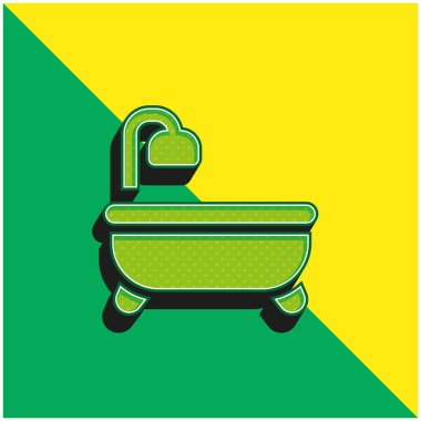 Küvet Yeşil ve sarı modern 3D vektör simgesi logosu