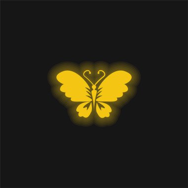 Siyah Kelebek Üst Görünümü Açık Kanatlarıyla Sarı parlak neon ikonu