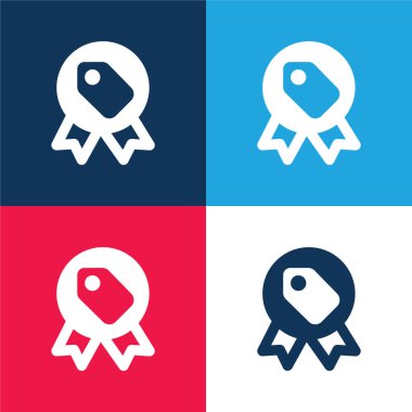 Rozet mavi ve kırmızı dört renk minimal simge kümesi