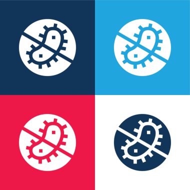 Bakteri mavi ve kırmızı dört renk en az simge kümesi