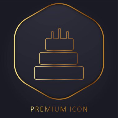 Birthday Cake Of Three Cakes golden line premium logo or icon clipart