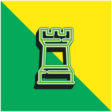 Büyük Kuleler Yeşil ve Sarı 3D vektör simgesi logosu