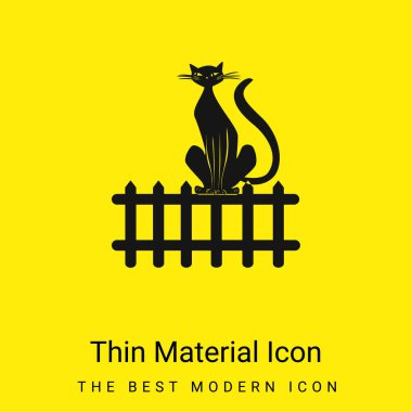 Black Cat On Fence minimal bright yellow material icon clipart