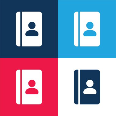 Gündem mavi ve kırmızı dört renk minimal simge kümesi