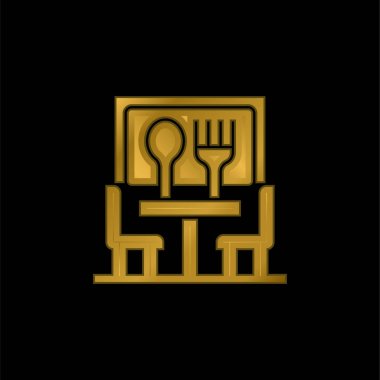 Bistro altın kaplama metalik simge veya logo vektörü