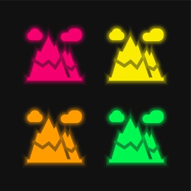 Alpler dört renk parlayan neon vektör simgesi