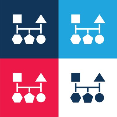 Blocks Scheme Of Five Geometric Basic Black Shapes blue and red four color minimal icon set clipart