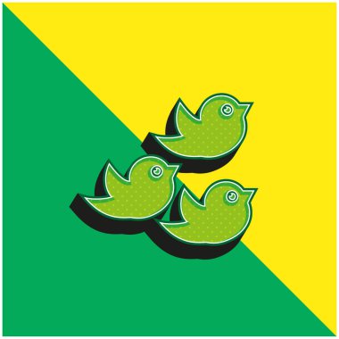 Birds Group Green and yellow modern 3d vector icon logo clipart