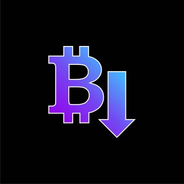 Bitcoin Down Arrow blue gradient vector icon clipart
