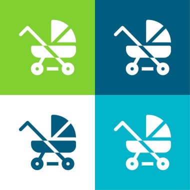 Bebek Arabası Düz 4 Renk en az simge seti