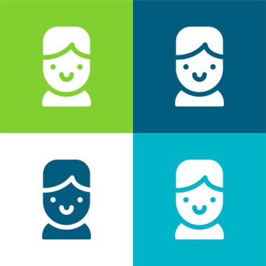 Oğlan Düz 4 renk en küçük simge seti