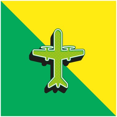 Pervaneli uçak Yeşil ve sarı 3D vektör simgesi