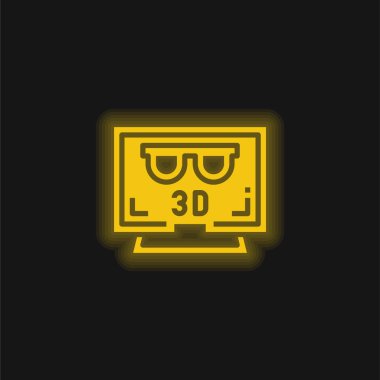 Üç boyutlu film sarı parlayan neon simgesi