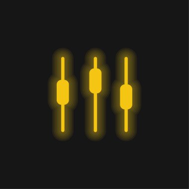 Box Plot Chart Interface Symbol yellow glowing neon icon clipart