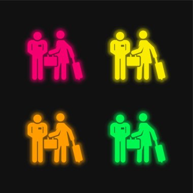 Belboy dört renk parlayan neon vektör simgesi