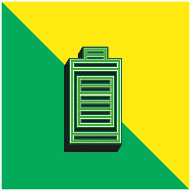 Pil Yeşil ve Sarı modern 3D vektör simgesi logosu