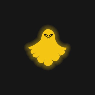 Angry Ghost yellow glowing neon icon clipart